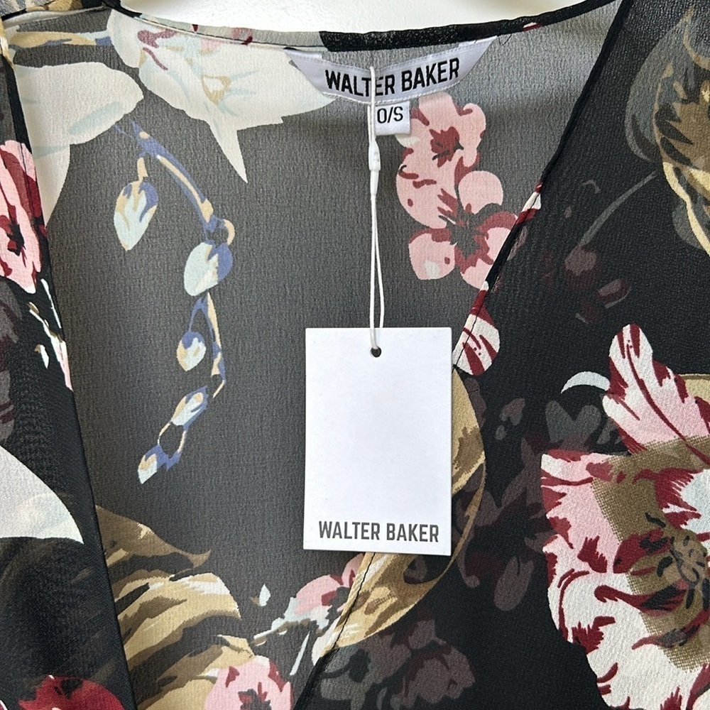 Walter Baker Tulum Caftan Sheer Floral Print Kimono Longline Duster One size - Picture 4 of 11